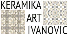 Small white logo with tilles